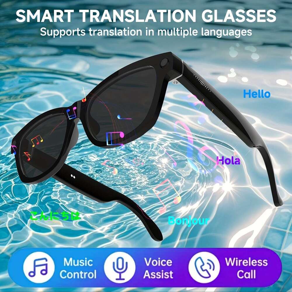 4k Camera Glasses, Ai Smart Glasses with Real-Time Translation & Object Recognition, Open-Ear Audio, Ultra-Light Design, Max 8hrs Playtime for Outdoor