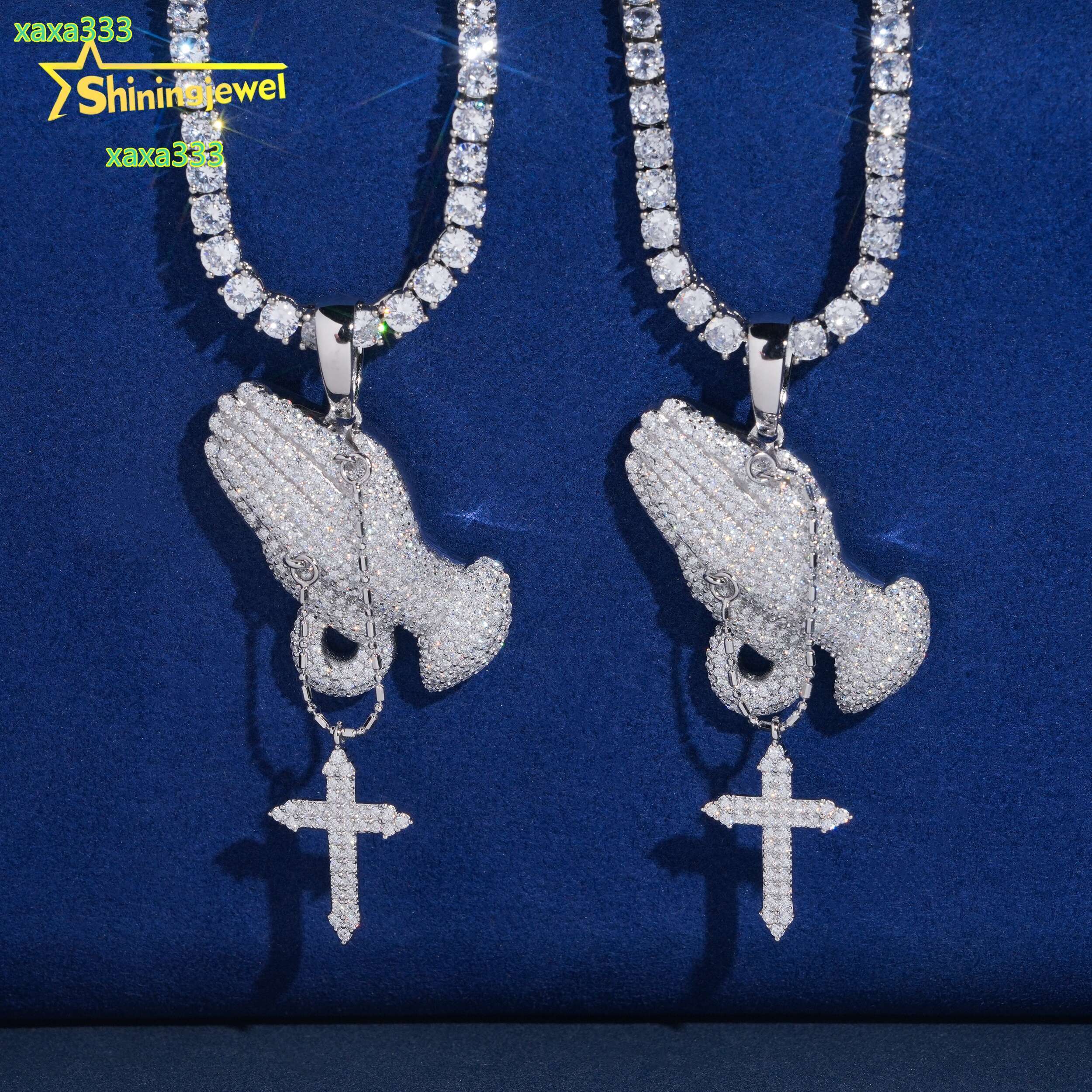 Hip Hop Jewelry 925 Silver Moissanite Pendant Unisex Charm Iced Out Pray Cross Pendant Pass Diamond Tester