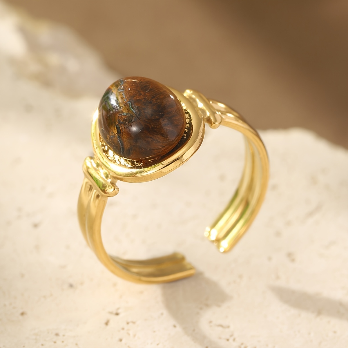 1 Piece Irregular Geometric Line Women's Personality Hip-Hop High-End Adjustable Stainless Steel Couple Ring, Internet Celebrity Style