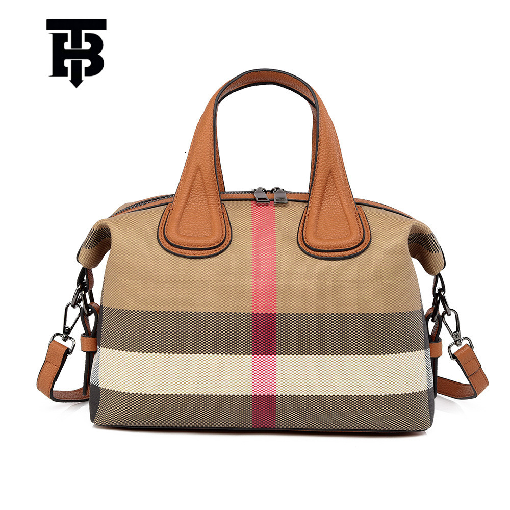 Designer Women's Handbag Luxury Bag New Checkered Leather Large Capacity Handheld Boston Contrasting Color Crossbody Pillow Bag