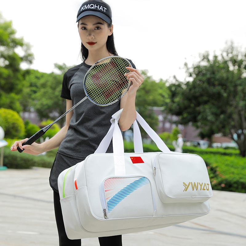 Badminton Racket Backpack for 6 Rackets Multi-Layered Nylon Sports Bag Water-Resistant Large Capacity Tennis Bag for Outdoor Use and Daily Organizatio