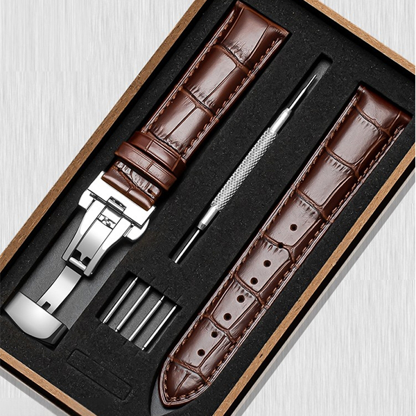 Premium Handcrafted Leather Watch Strap for Men & Women - Genuine Material Butterfly Clasp-808