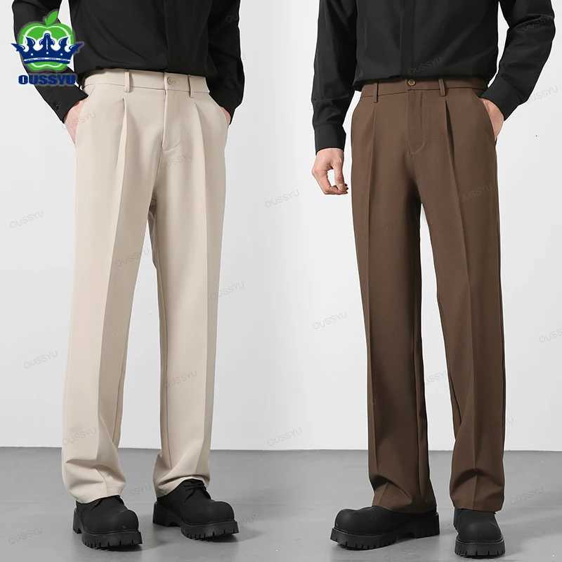 ousyu brand autumn casual pants men business elastic waist Korean style black brown gray khaki trousers for men plus size S4XL W250826