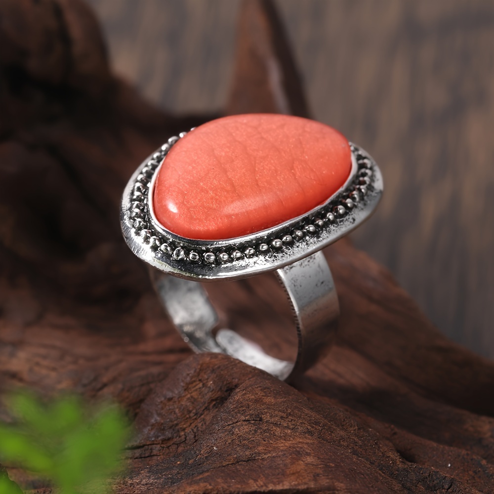 1 Piece Women's Zinc Alloy Geometric Inlaid Resin Adjustable Open Ring for Daily Dance Party Evening Dinner Gathering Jewelry Gift