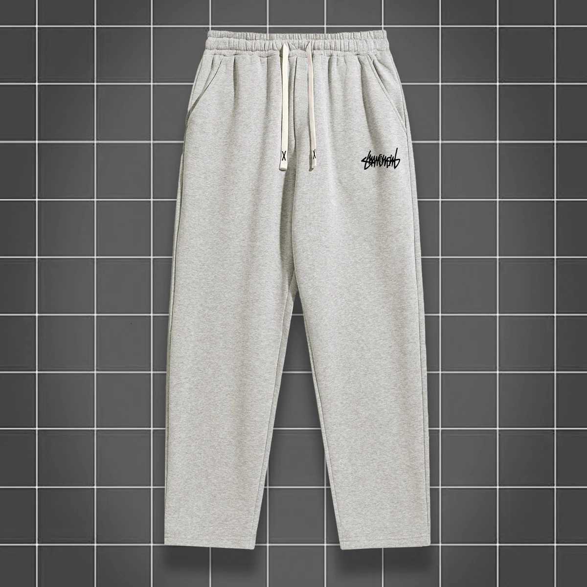 Mens solid color straight leg jogging pants suitable for casual sports such as running gym and outdoor activities W250826