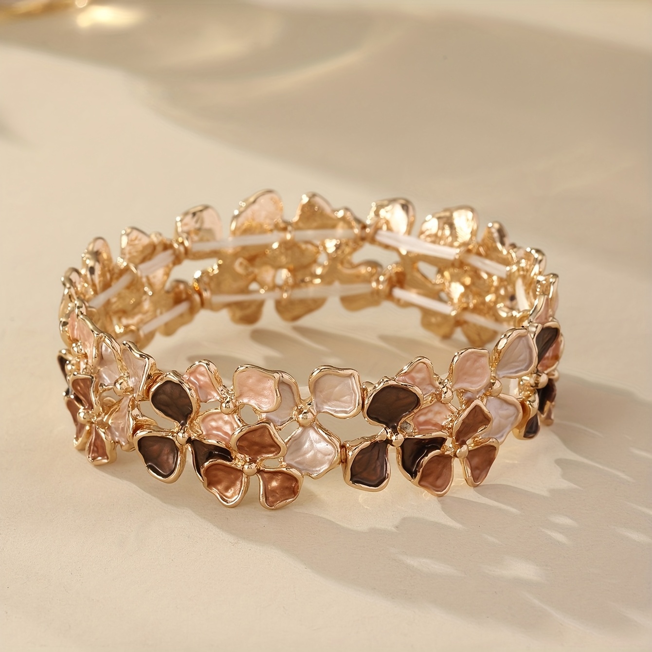 1 Piece Bohemian Style Elastic Bracelet - Gold-Plated Zinc Alloy, Multicolor Stone Beads, Suitable for Daily Wear, Parties, Valentine's Day/Mothe