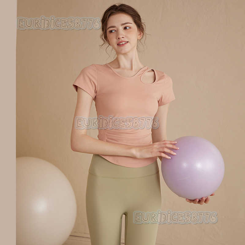 Highend Yoga Wear Sexy Slim Fit Breathable Thin Sports Fitness Shirt Running Short Sleeve Pilates Top H250825