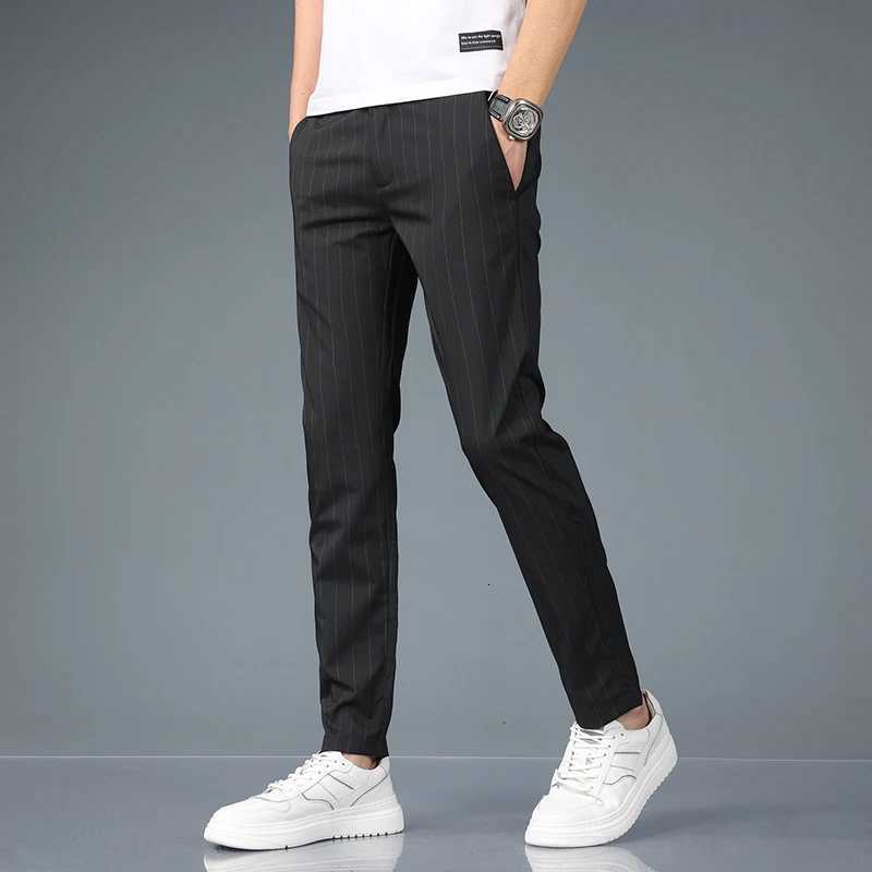 Fashion Striped Spring Summer Thin Casual Pants Men Slim Straight Classic Business Suit Pants Male Stretch Cozy Korean Trousers W250826