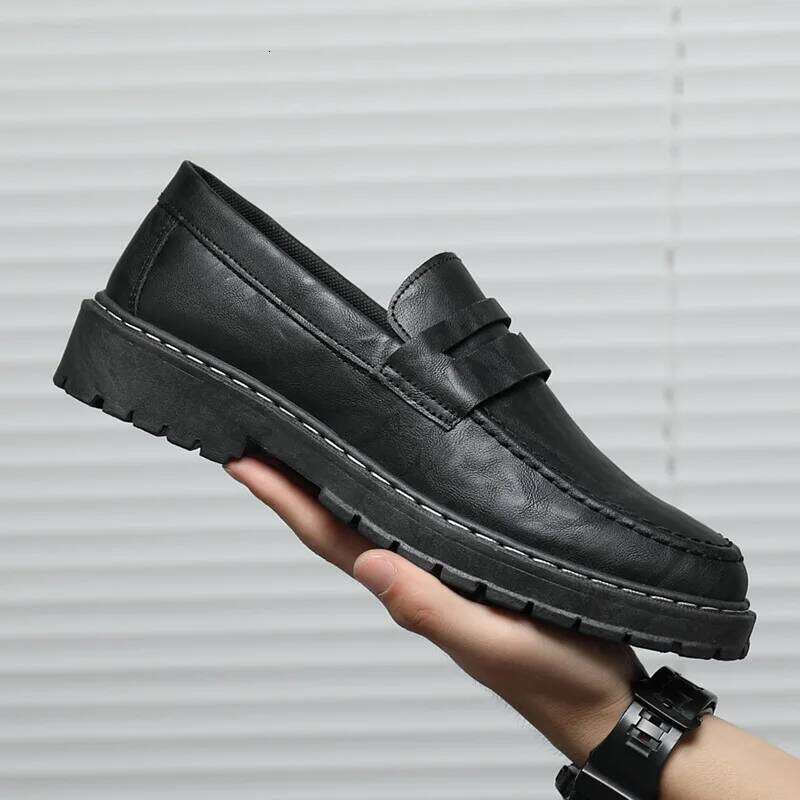 New Platform Loafers Men Pu Leather Breathable Slip-On Loafer Shoe Solid Mens Casual Handmade Men's Dress Shoes