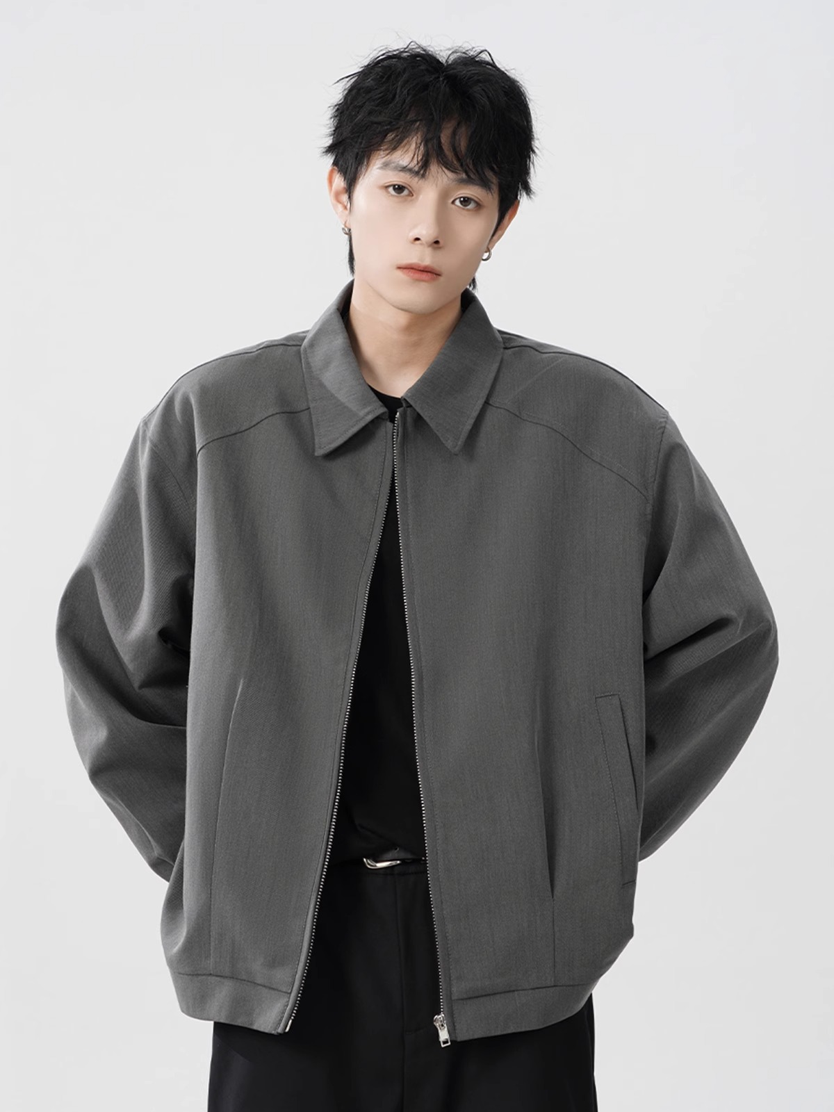 L2202 Sweatshirt Men's Fashion Brand Waffle Fake Two-piece 2024 Autumn New Long-sleeved T-shirt