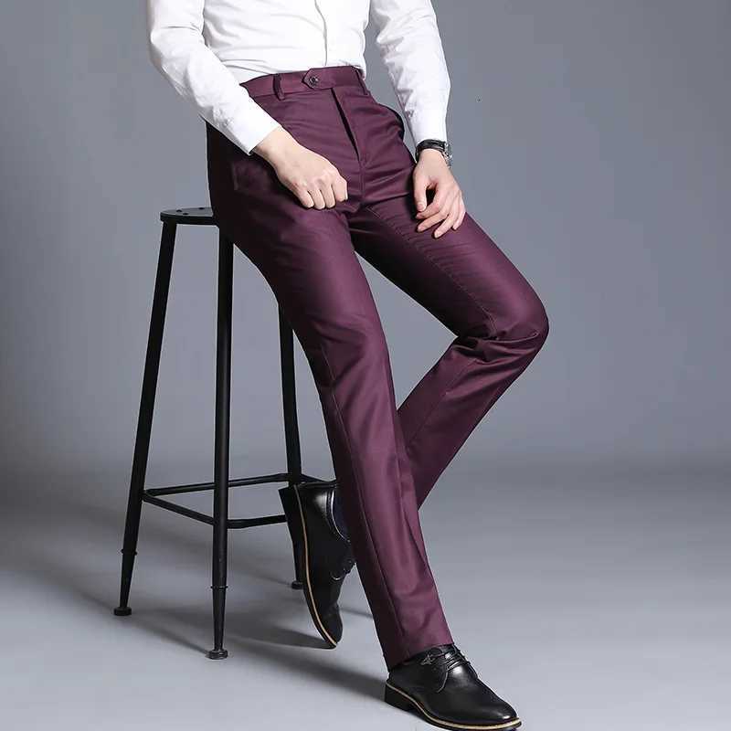 Black Mens Suit Pants Suitable for Business OfficeInterviewTrousers Gray Blue Burgundy NonIroning Treatment Process W250826