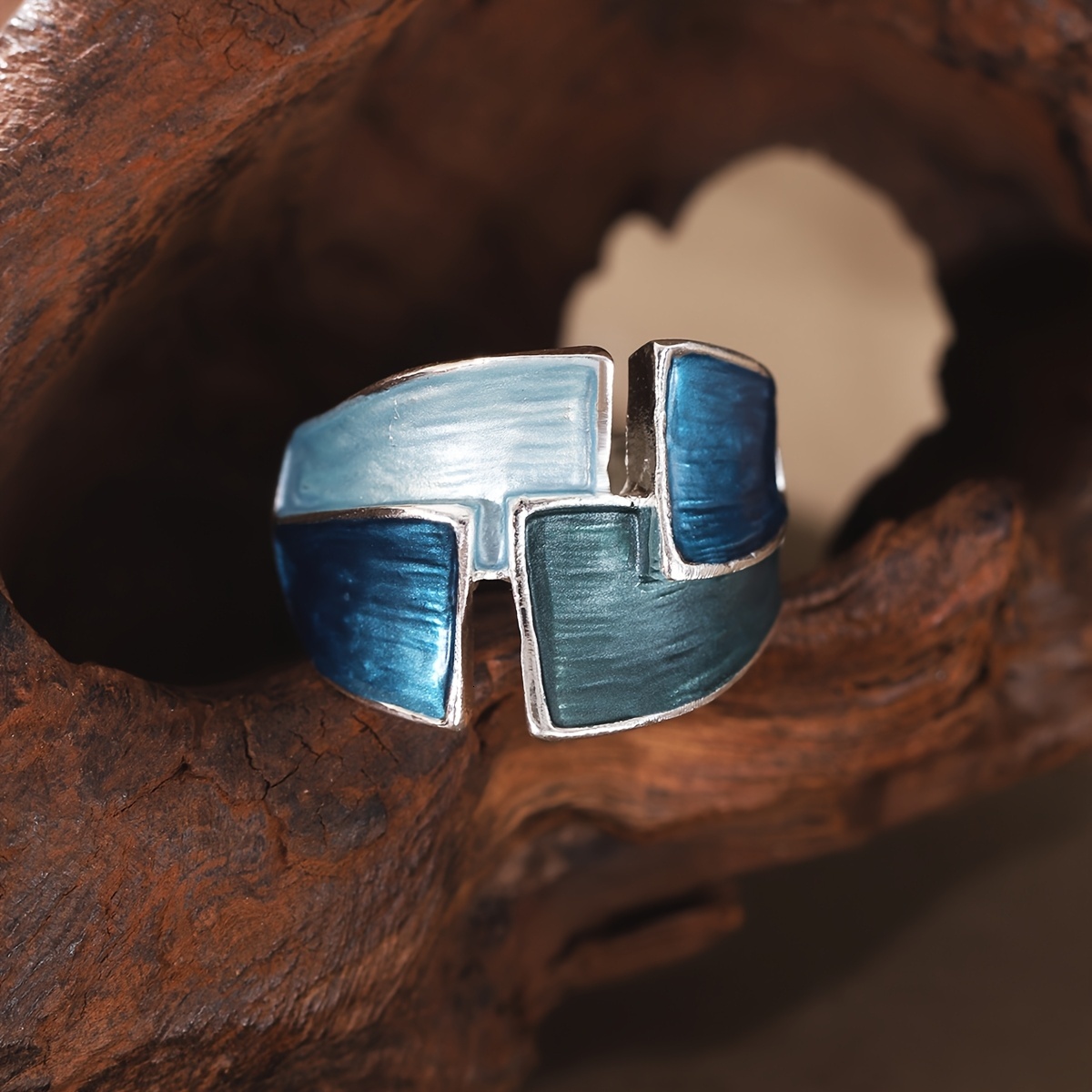 1 Piece Fashion Bohemian Simple Geometric Elastic Adjustable Ring for Women Spring Summer New Gold Zinc Alloy Blue Thin Coating Daily Party Vacation G