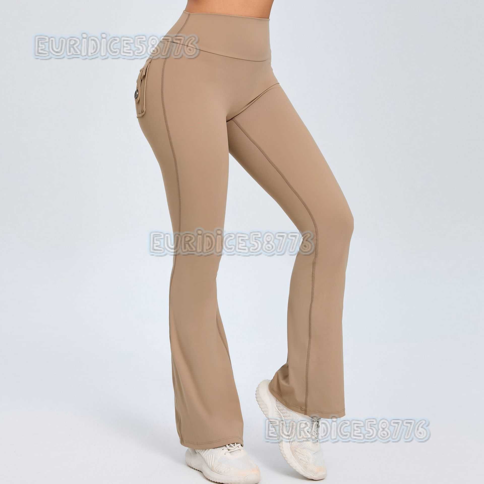 Button Peach Hip Lift Yoga Flare Pants Fitness Sports Wide Leg Slightly Flared Pants High Waist Quickdry Yoga Pants for Women H250825