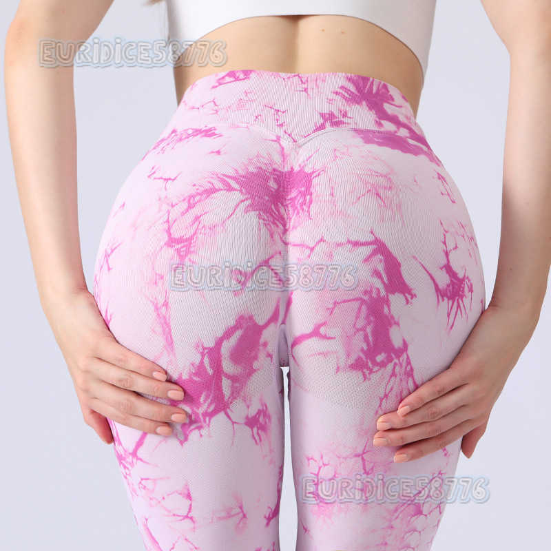 Tiedye Yoga Pants for Women High Waist Hiplifting Sports Tight Long Pants Outdoor Running Peach Hip Fitness Pants High Elasticity H250825