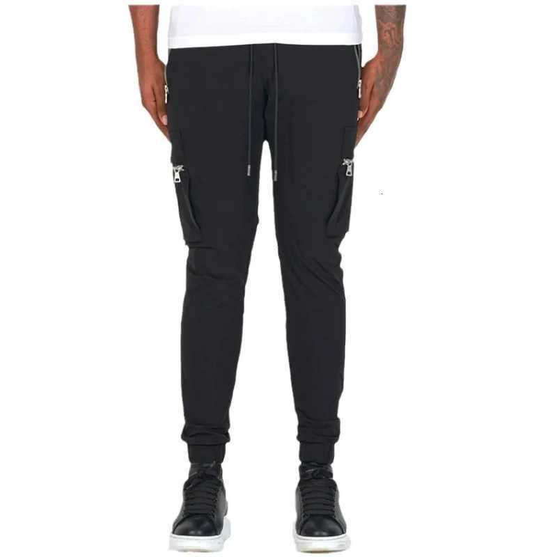 2024 New Exercise Casual Pants Mens Spring and Autumn Fitness Running Training Zipper Slim Fit MultiPocket Trousers W250826