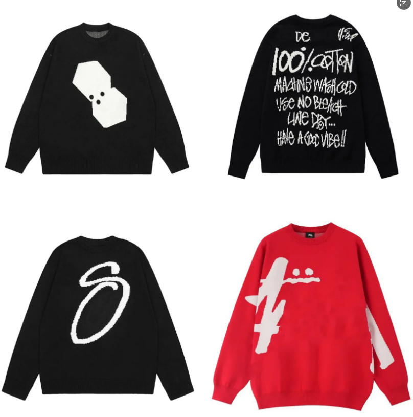 Designer Mens Knitted Sweater Jacquard Letter Pattern Vintage Hip Hop Casual Sports Long Sleeve Sweater Men