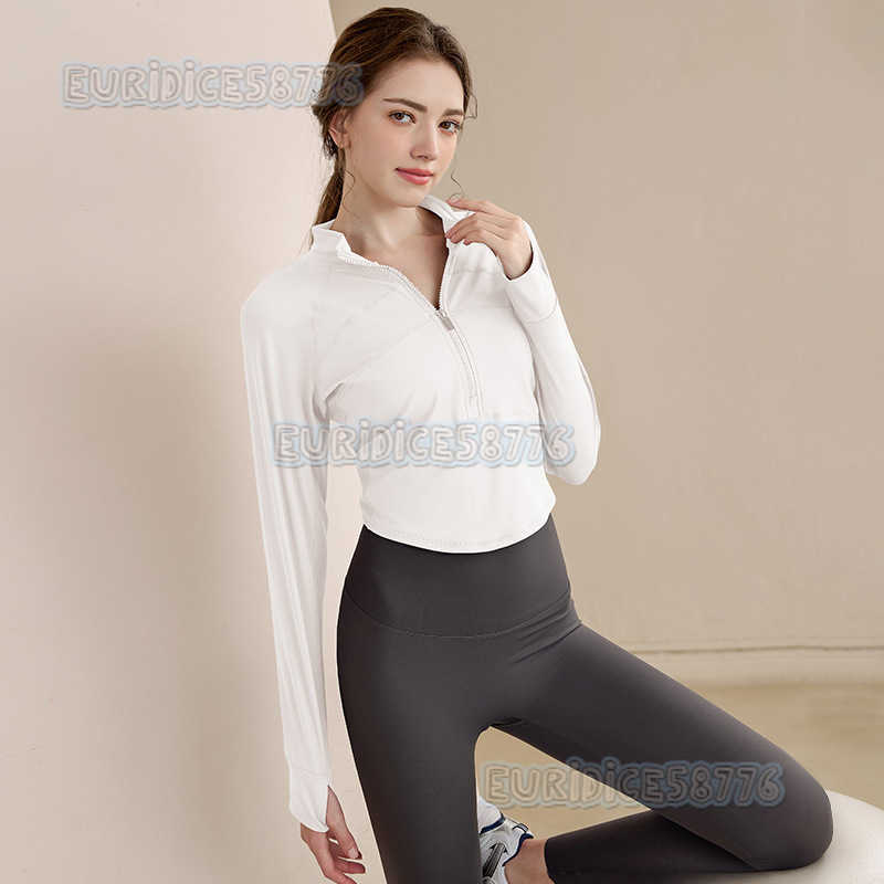 2025 New Halfzip Yoga Shirt for Women Long Sleeve Sports Top Slim Fit Autumn Running Short Fitness Shirt H250825