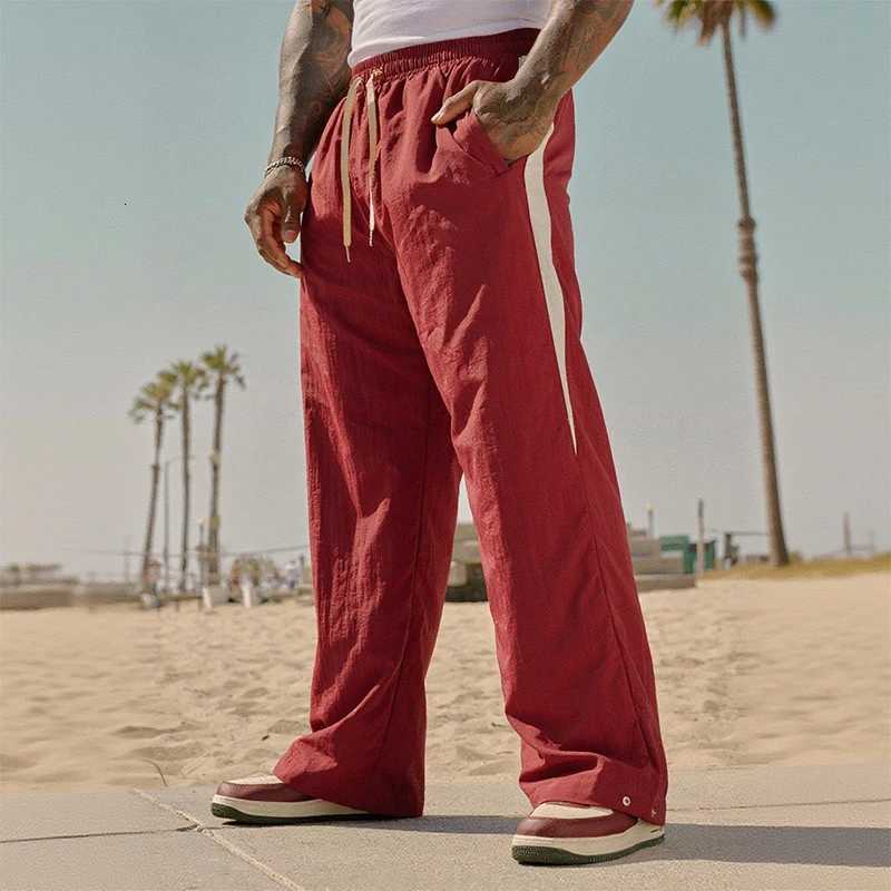 2025 Autumn New Track Pants Mens Loose Casual Pants Wide Leg Trendy Sports Splicing Breathable Pants American Sports Pants W250826