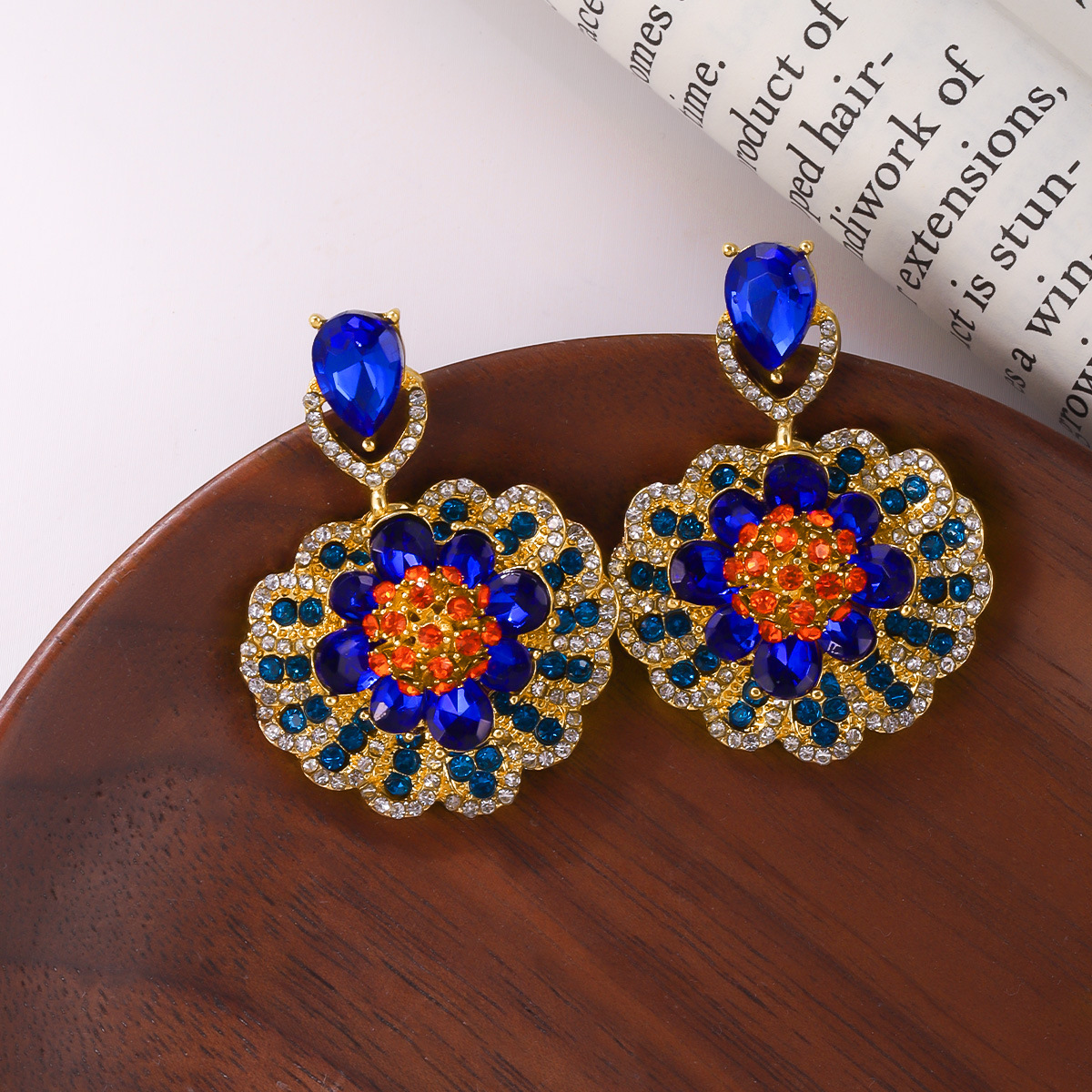 Blue Zircon Flower Earrings French Elegant Stud Earrings for Women Minimalist Luxury Jewelry