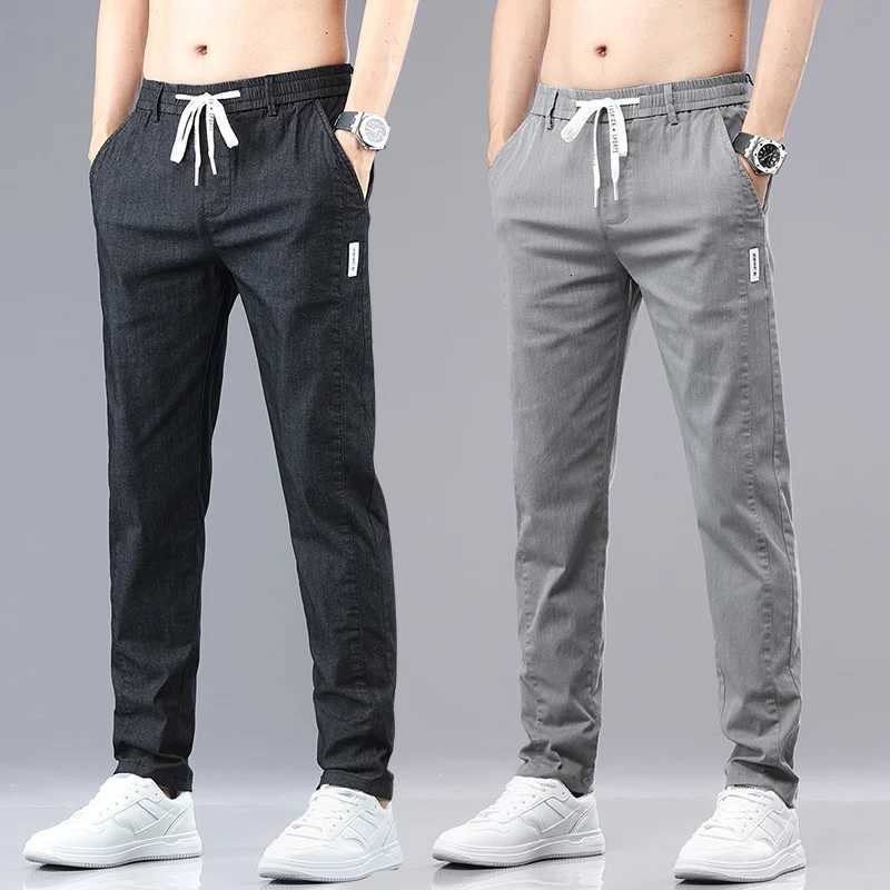 6 Color Summer Mens Classic Cotton Solid Color Fashion Business Casual Pants Elastic Waist Korean Fashion Men Clothing 2838 W250826