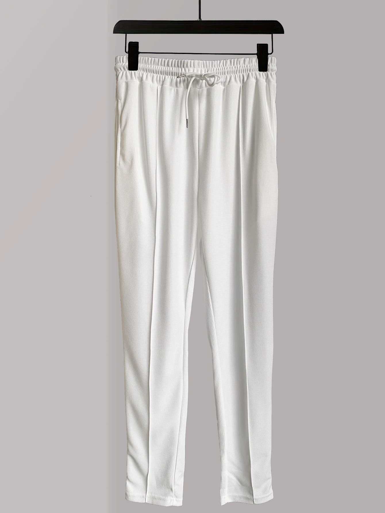 Mens Stylish Waffle Pants Casual Sports Slim Fit with Adjustable Drawstring Secure Pockets for All Seasons Perfect Outdoor W250826