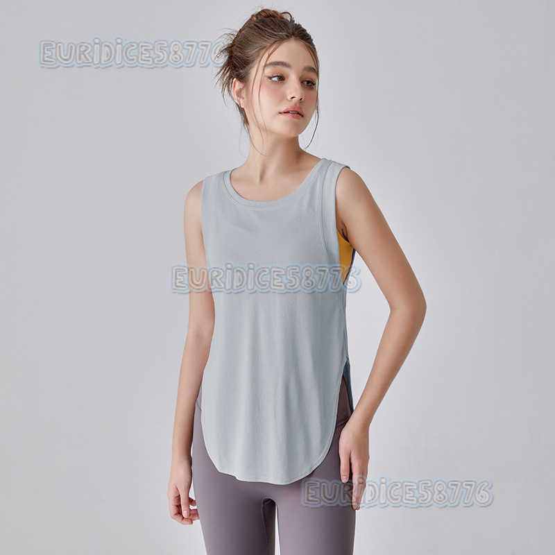 Sports Vest for Women Loose Fit Hipcovering Slimming Yoga Top Tshirt Summer Thin Style Training Fitness Sleeveless Coverup H250825