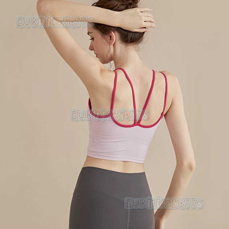 Double Strap Beauty Back Camisole Yoga Vest Women Sports Bra Pushup Antisagging Pilates Bra Fitness Top H250825