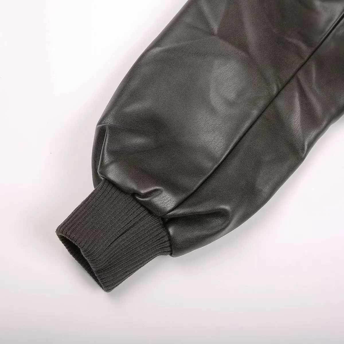 BSK TRAF Girl Stand Collar Distressed Faux Leather Bomber Jacket 2025 Womens Fashion 250825