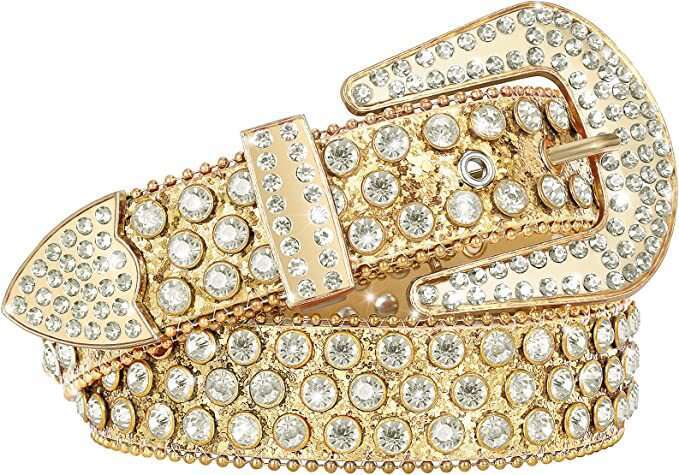 womens belt rivet alloy rhinestone inlaid pin buckle threepiece set punk style hiphop trend