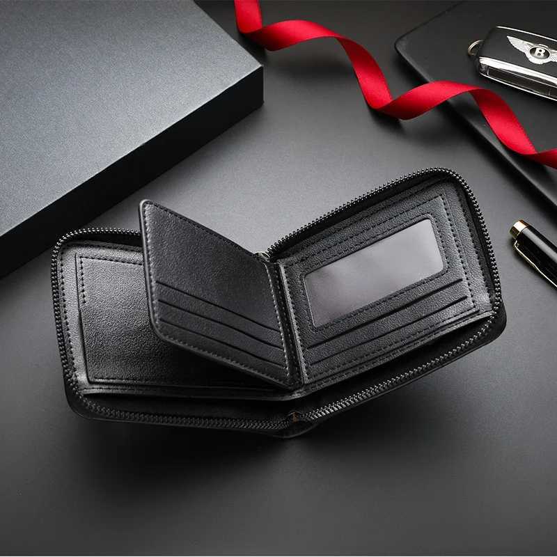 European and American Mens Short Wallet with Stone Pattern Large Capacity ThreeFold Bag with Zipper MultiCard Slot Wallet W250826