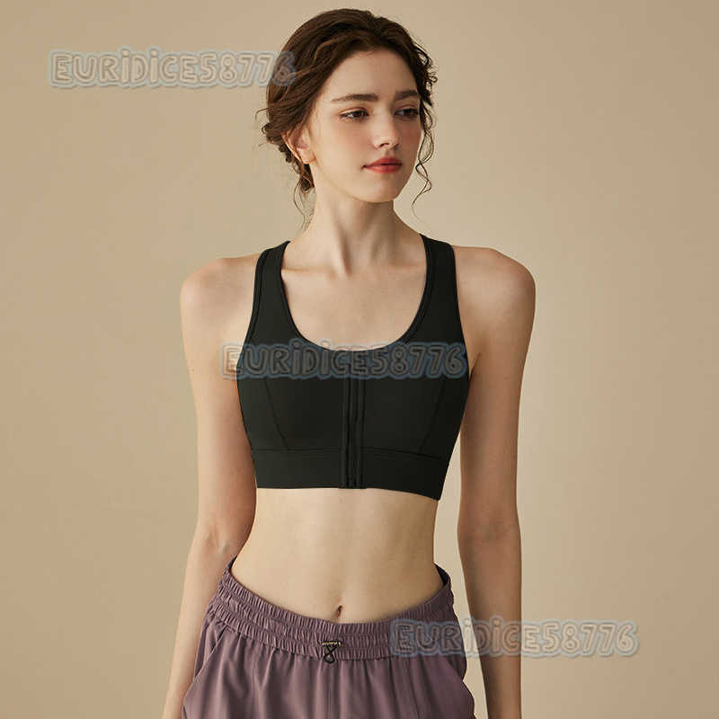 Highstrength Sports Bra for Women Shockproof Running Minimizing Large Bust Front Zipper Professional Fitness Training Vest Easy to Wear and Take Off H