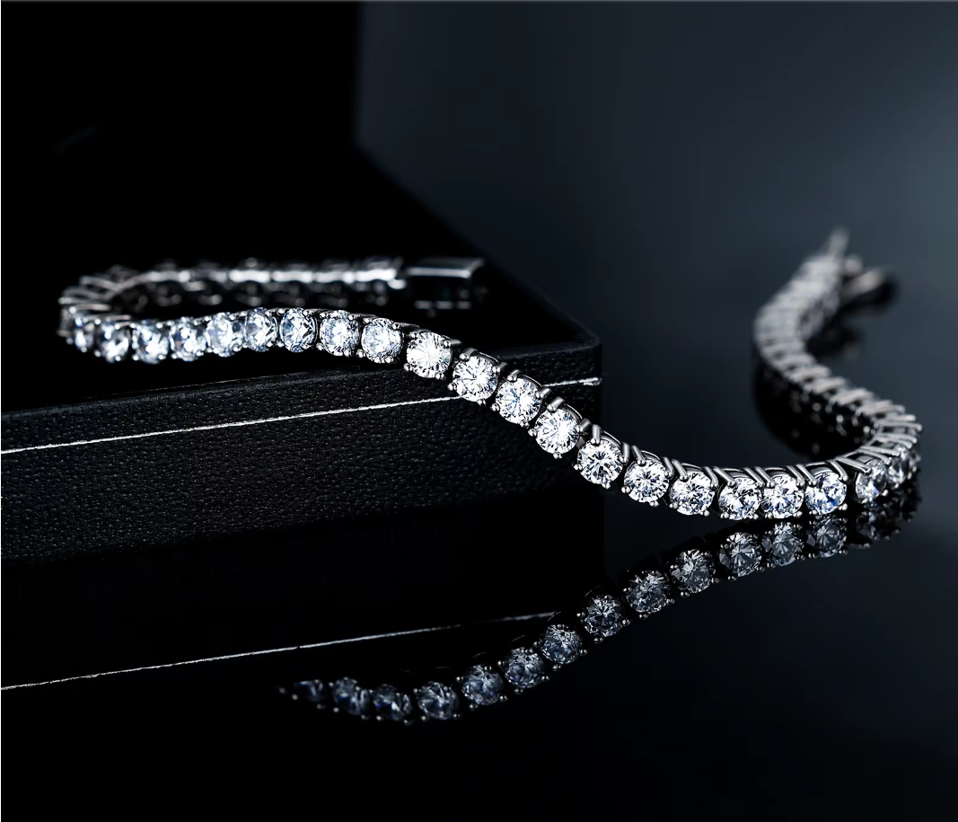 2mm Wide Sterling Silver S925 Bracelet Iced Out Moissanite Buss Down Jewelry Cubic Moissanite Tennis Chain Necklace