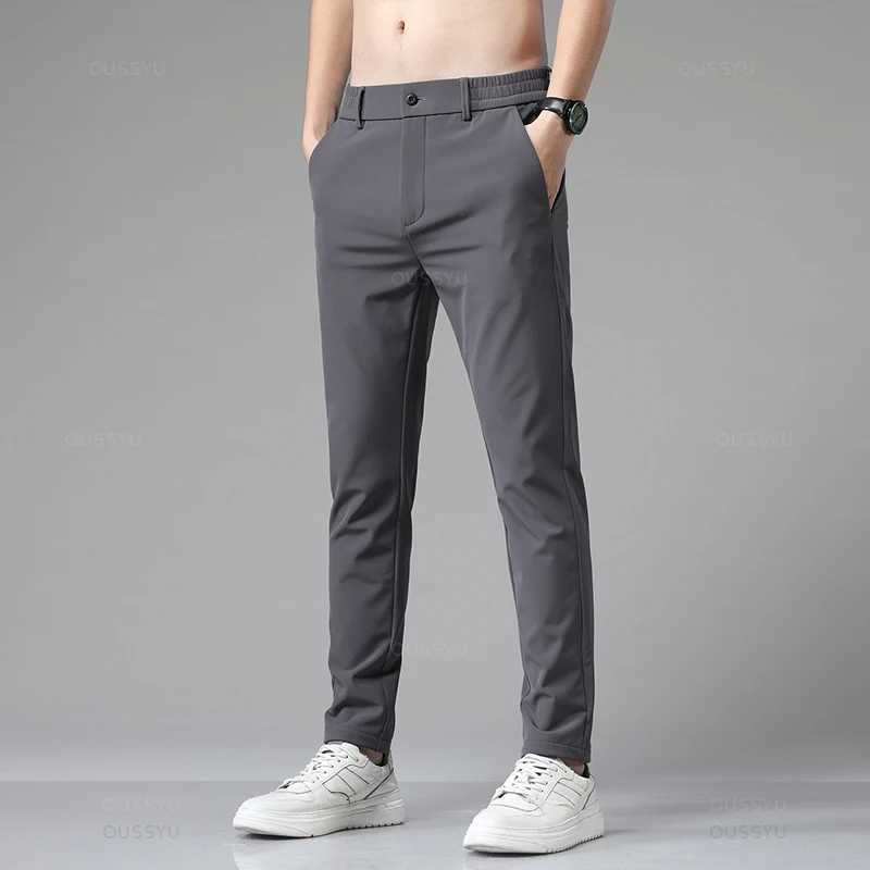 Mingyu Brand Spring Summer Stretch Pants Men Thin Elastic Waist Business Straight Classic Solid Color Black Casual Trousers Male W250826