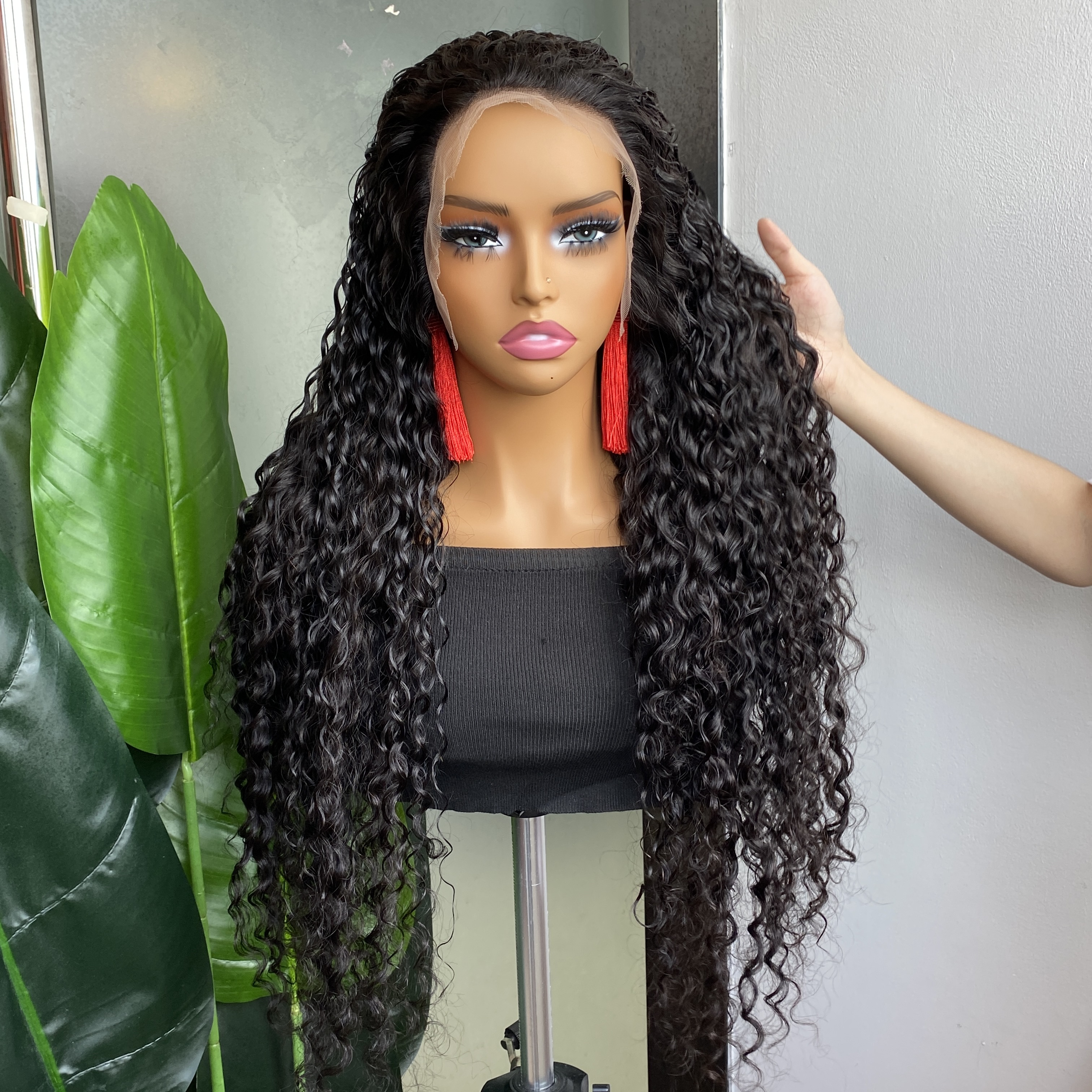 Grade 12A Peruvian Indian Brazilian Natural Black Deep Wave 13x6 HD Lace Frontal Wig 10-40 Inch 100% Raw Virgin Remy Human Hair