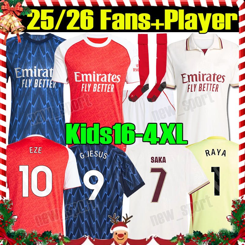 2025/26 EZE HAVERTZ soccer jerseys arsen RICE NWANERI SAKA G.JESUS MERINO RAYA CALAFIORI TROSSARD ODEGAARD THOMAS men kids kit socks set football shirts