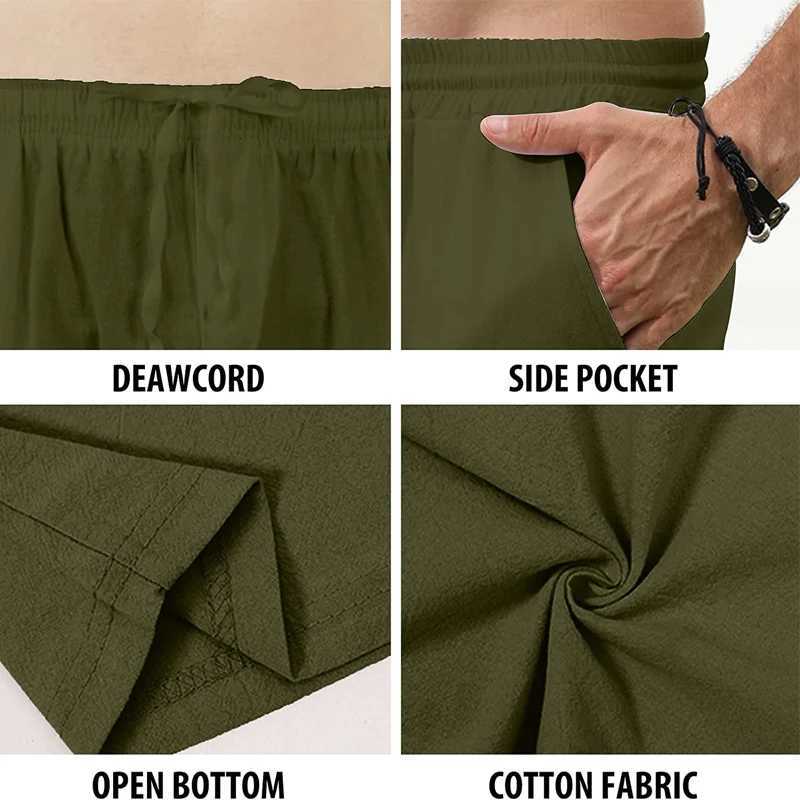 New Mens Cotton Linen Pants Loose Autumn Casual Pants Male Breathable Solid Color Drawstring Jogger Yoga Long Trousers W250826