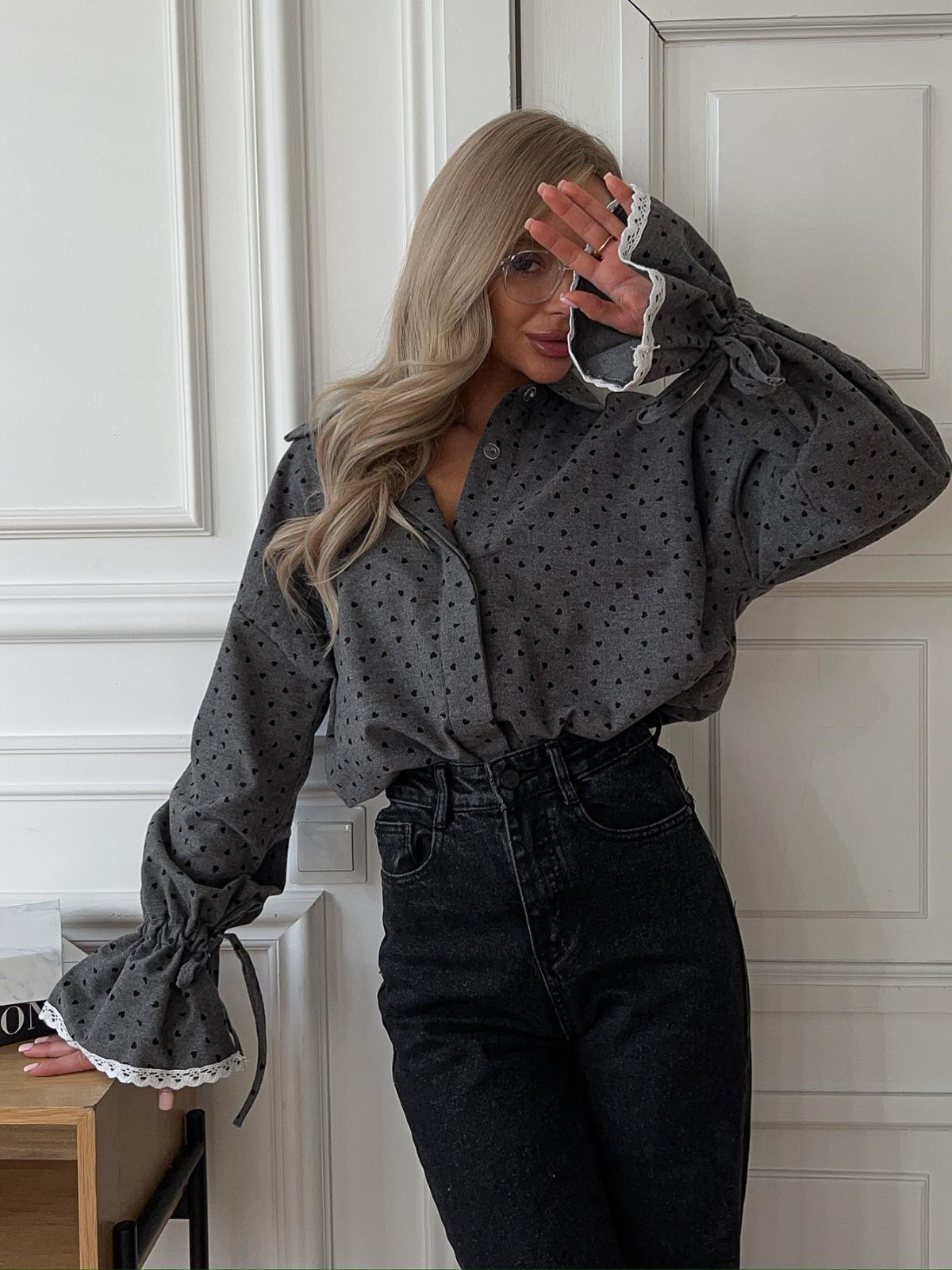 Autumn and winter fashion hot girl trend women's shirt single breasted cardigan autumn new style temperament love printed top