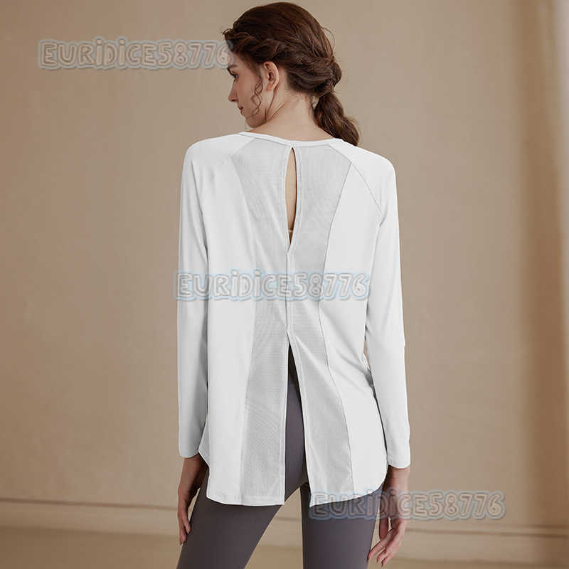 Loose Mesh Sports Top for Women Breathable Slimming Plus Size Yoga Shirt Long Sleeve Tshirt for Running and Fitness Autumn H250825