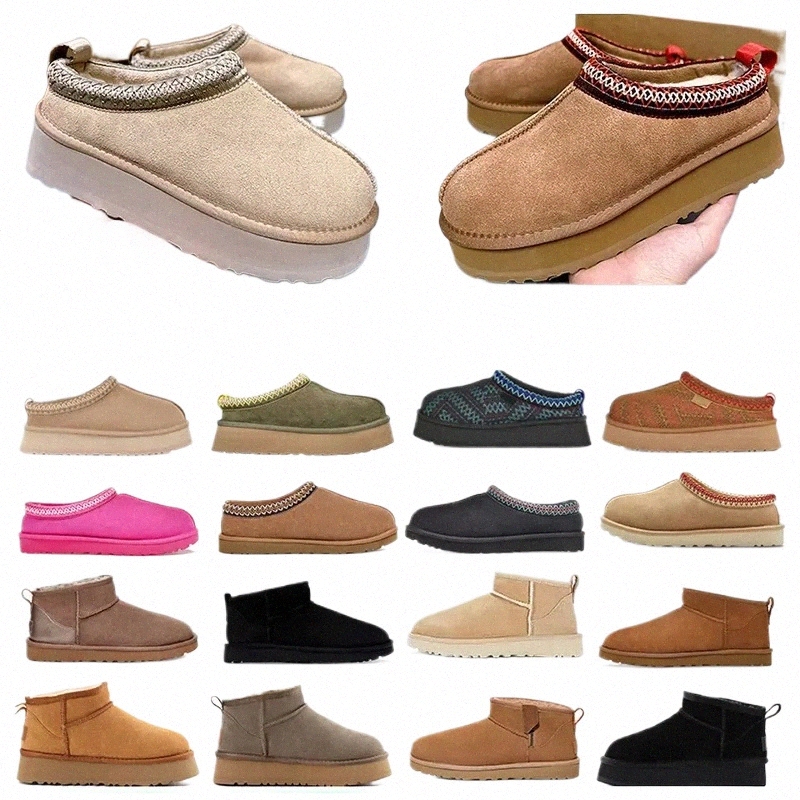 tazz Slippers tasman fur slides classic ultra mini platform boot Suede Shearling Disquette Slipper men women shoes Ankle mules winter designer booties J2bu#