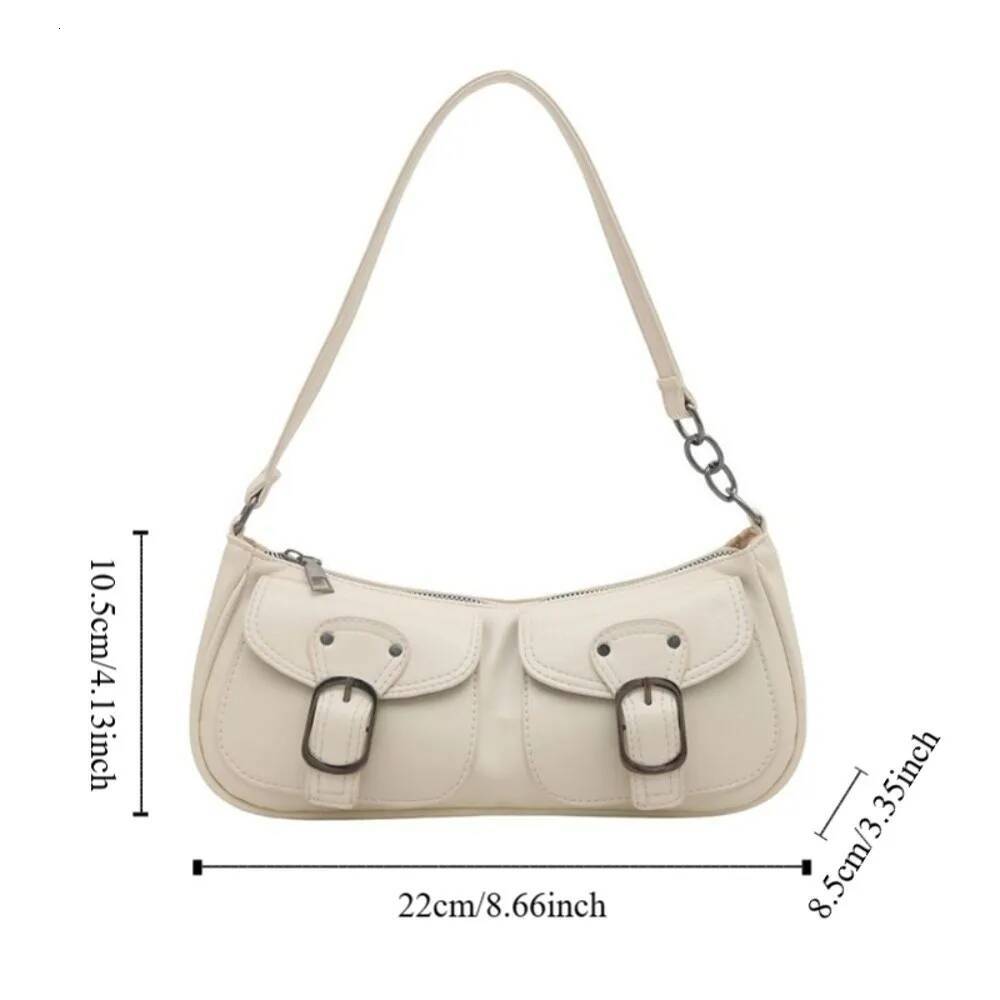 Trendy Vintage Women's Armpit Double Pockets Leisure Pu Leather Shoulder Bag Y2k Haruku Zipper Handbag Ladies ddmypanda