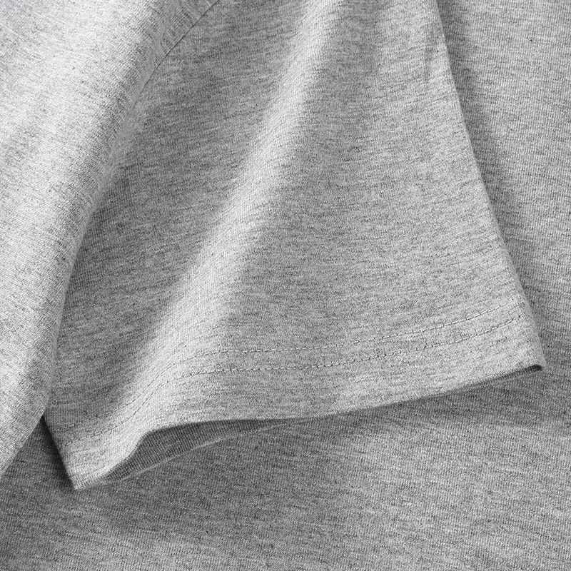 Summer new style grey pure cotton round-neck short-sleeved T-shirt for men - American-style plain-colored combed cotton loose-fit couple's half-s