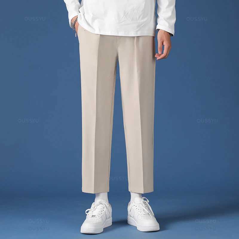 Spring Summer New Smooth Pendulous Suit Pants Men Business Long Trousers Korean Formal Ankle Length Pants Male Plus Size 40 W250826