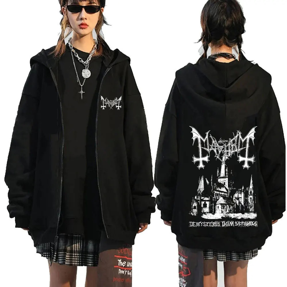 Mayhem De Mysteriis Dom Sathanas Album Zipper Hoodies Death Metal Gothic Zip Up Hoodie Men Women Oversized Fleece Hoody Jacket 250818