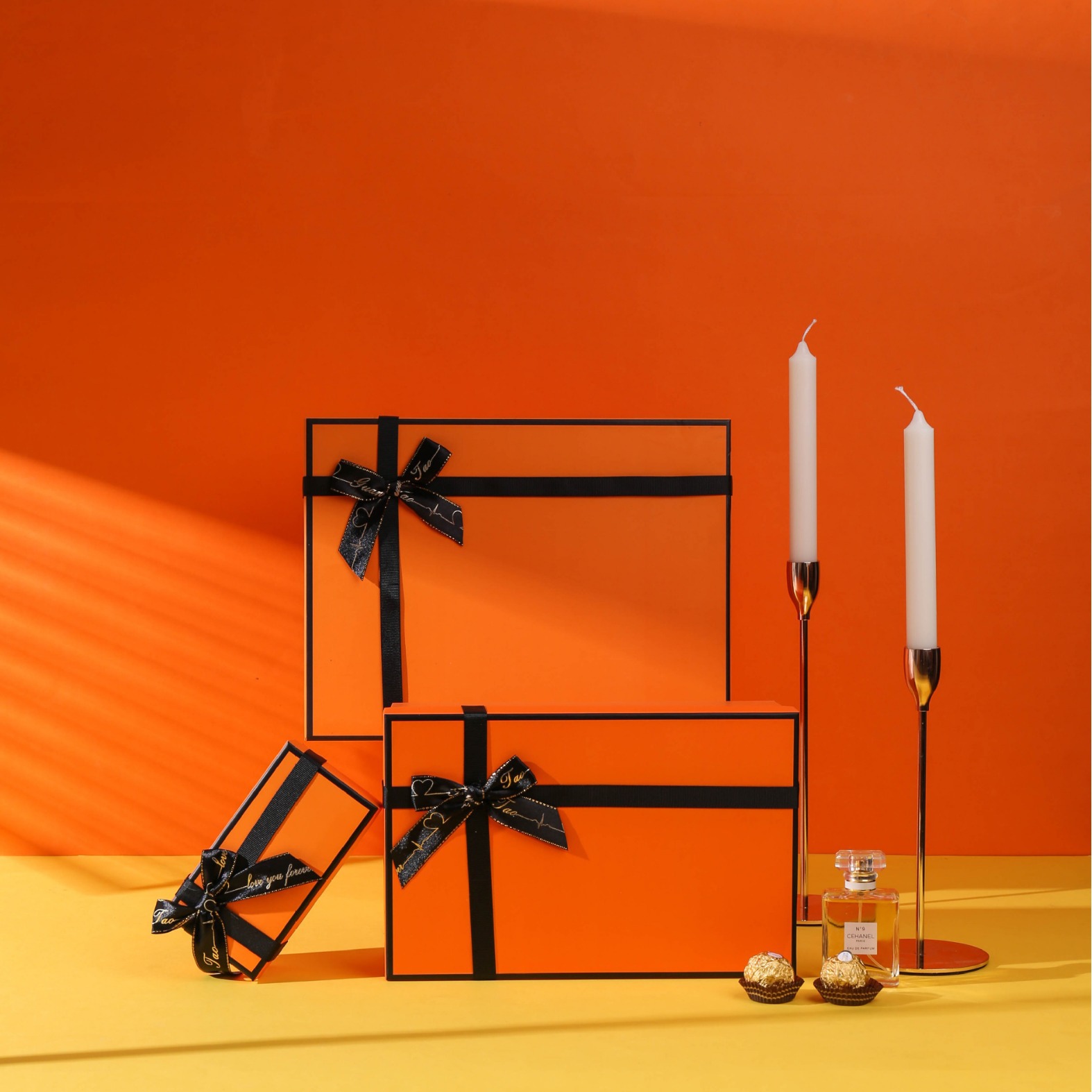 Luxury High End Orange Gift Box with Bow Grass Card Cardboard Box Wedding Party Gift Chocolate Candy Packaging Multi Size Boxes Bag 250805