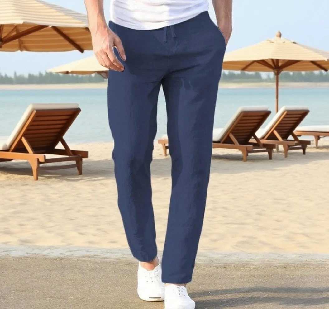 Mens Cotton Linen Pants Joggers Sweatpants Streetwear Breathable Solid Color Vacation Linen Trousers Autumn Loose Casual Pants W250826
