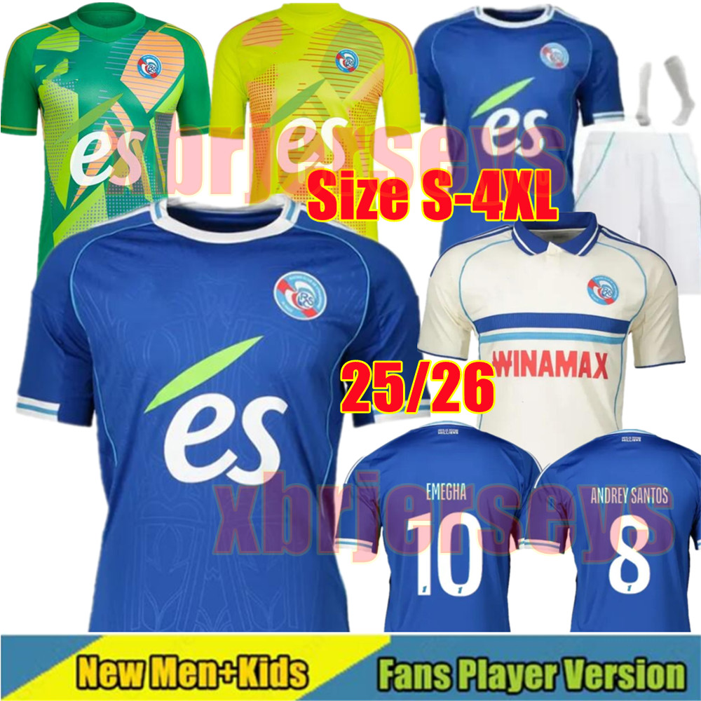 25 26 RC Strasbourg soccer jerseys EMEGHA BAKWA SARR DIARRA maillot de foot 2025 2026 NANASI Diallo SANTOS DOUKOURE MOREIRA AHOLOU DOUE Men kids football shirt kdis
