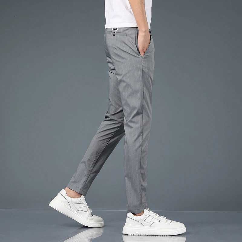 Fashion Striped Spring Summer Thin Casual Pants Men Slim Straight Classic Business Suit Pants Male Stretch Cozy Korean Trousers W250826