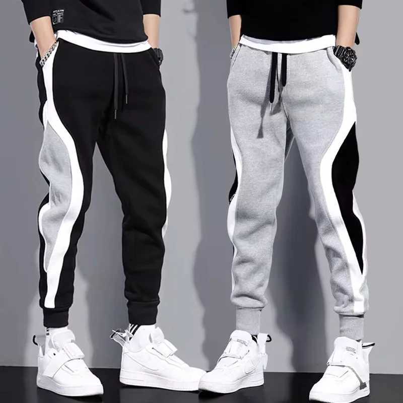 Autumn Mens Wide Loose Casual Pants Mens Patchwork Ninepoint Sports Elastic Rope Breathable Tiefoot Trousers W250826