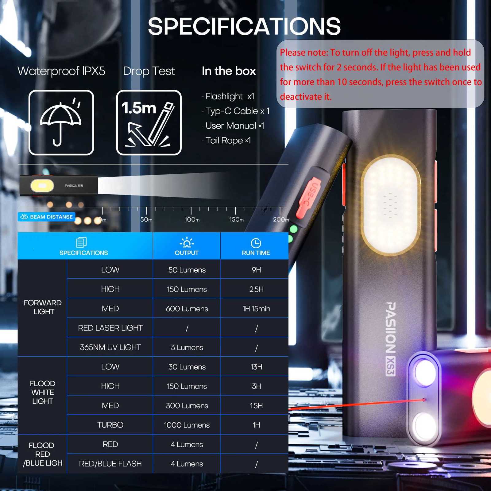 Rechargeable Flat EDC Flashlight 1000 Lumens Pocket Flash Light 11 Light Modes Twoway Clamp Small LED Light with UV Red Laser Y250826