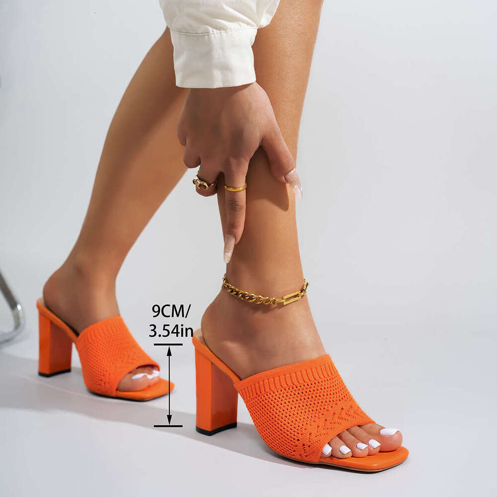 35-43 Plus Size Outdoor Wear Designer Shoe 2025 New Summer Fashion Square Toe Chunky Heel High Heels Lightweight Sandals for Women